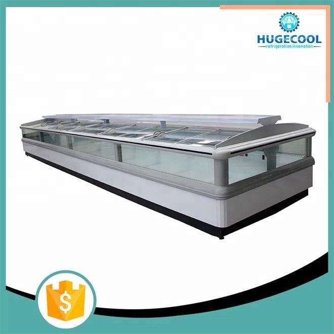 OEM Supermarket Island Freezer Auto Electrical Defrost For Seafood